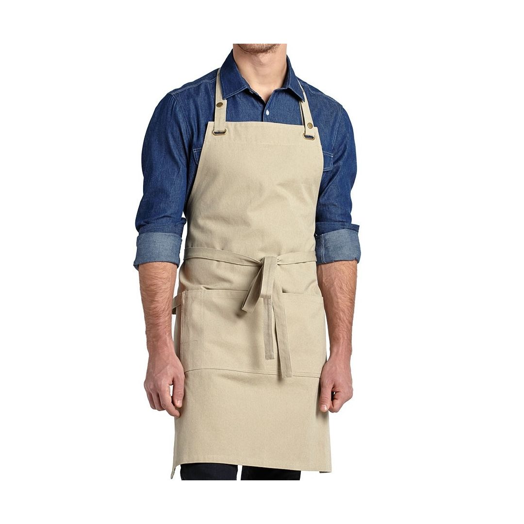 Tablier bavette en toile avec poche Billy - Beige