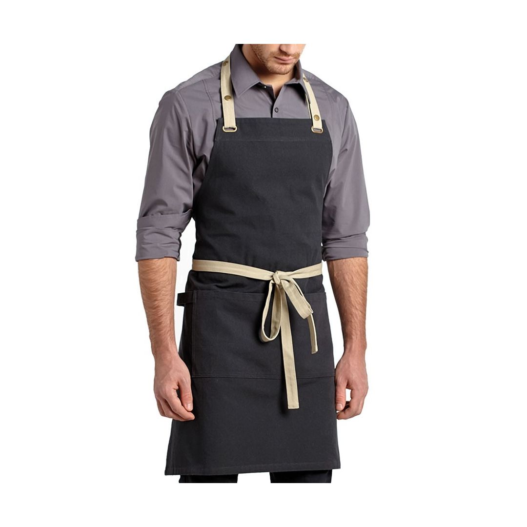 Tablier bavette en toile avec poche Billy - Gris charbon