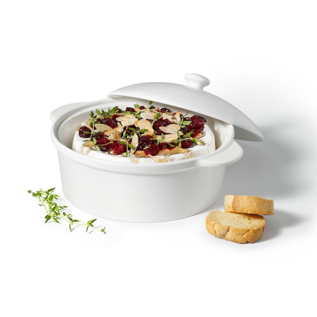 Plat à brie en porcelaine - Blanc