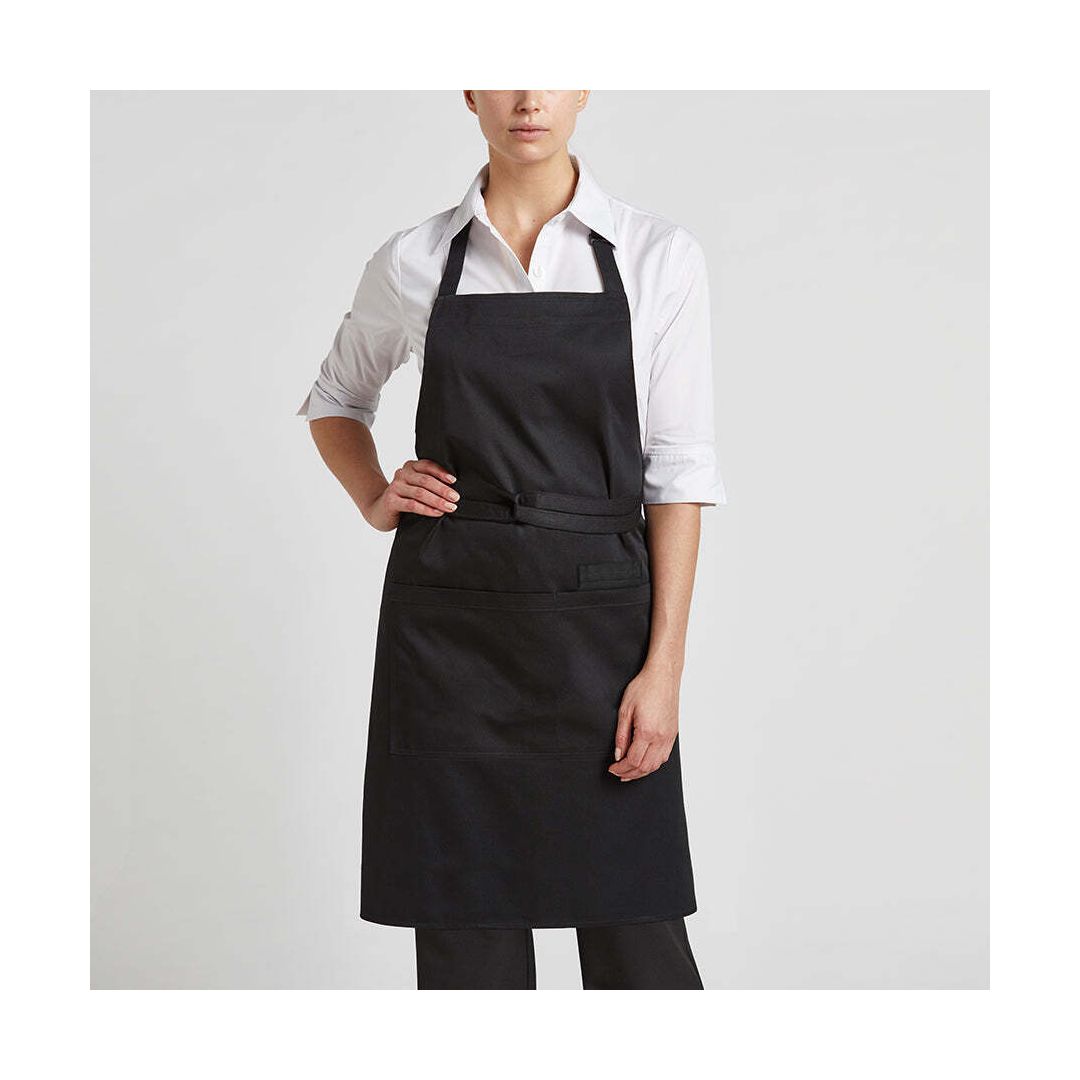 Tablier bavette Gusto avec poches et cou ajustable - Noir