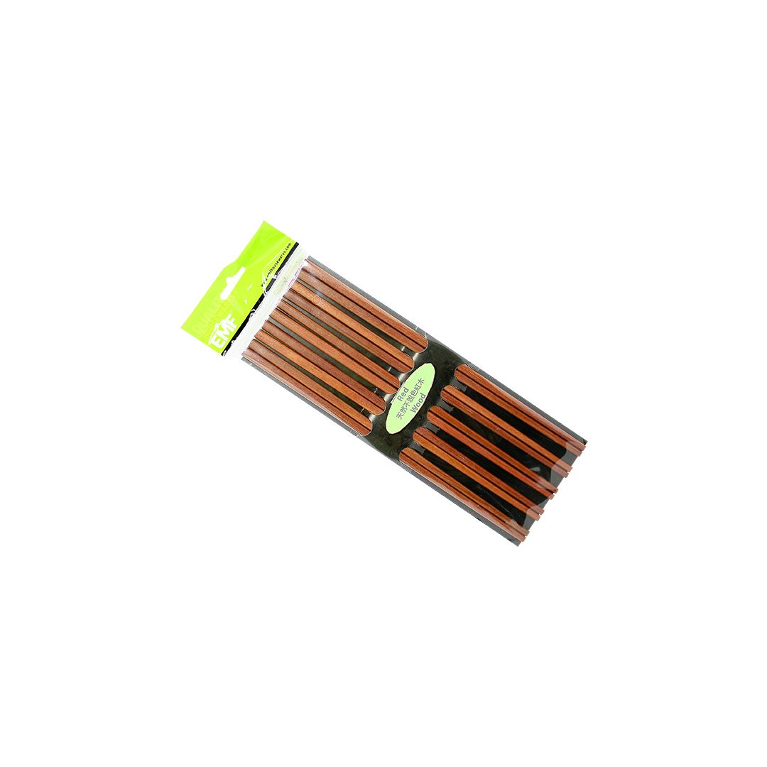 Ensemble de 5 paires de baguettes en bois 100% naturel - Rouge