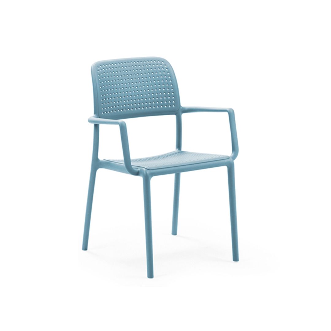 Chaise en résine avec appuis-bras Bora - Celeste