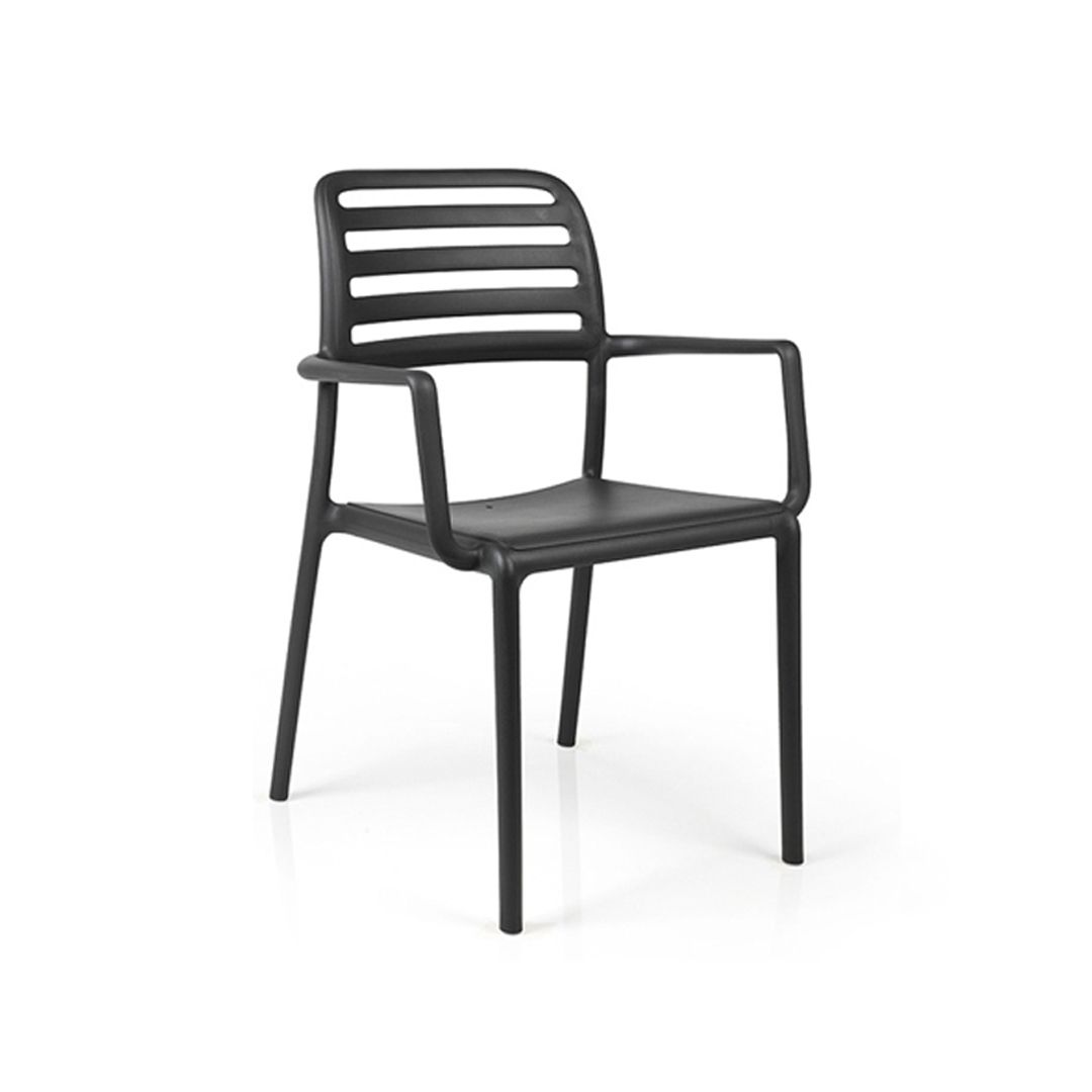 Chaise d'extérieur avec appuis-bras Costa - Anthracite