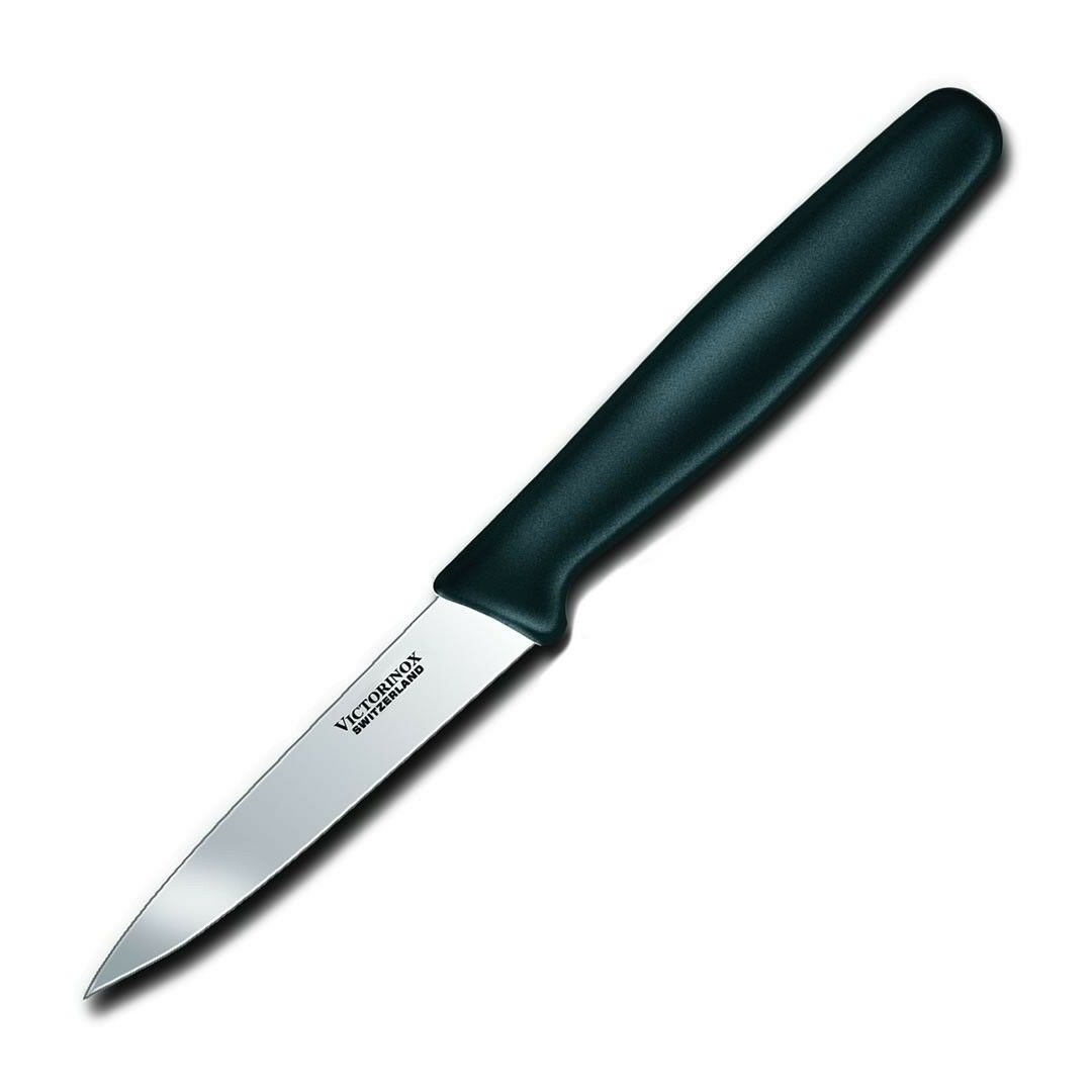 Couteau d'office à bout pointu large 4" - Noir 