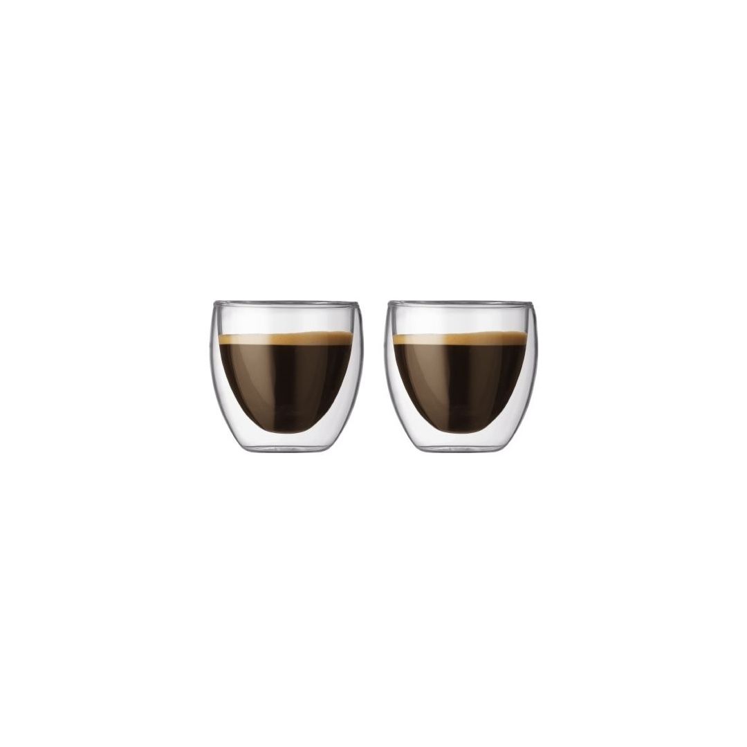 Ensemble de deux tasses en verre à double paroi 2,5 oz - Pavina