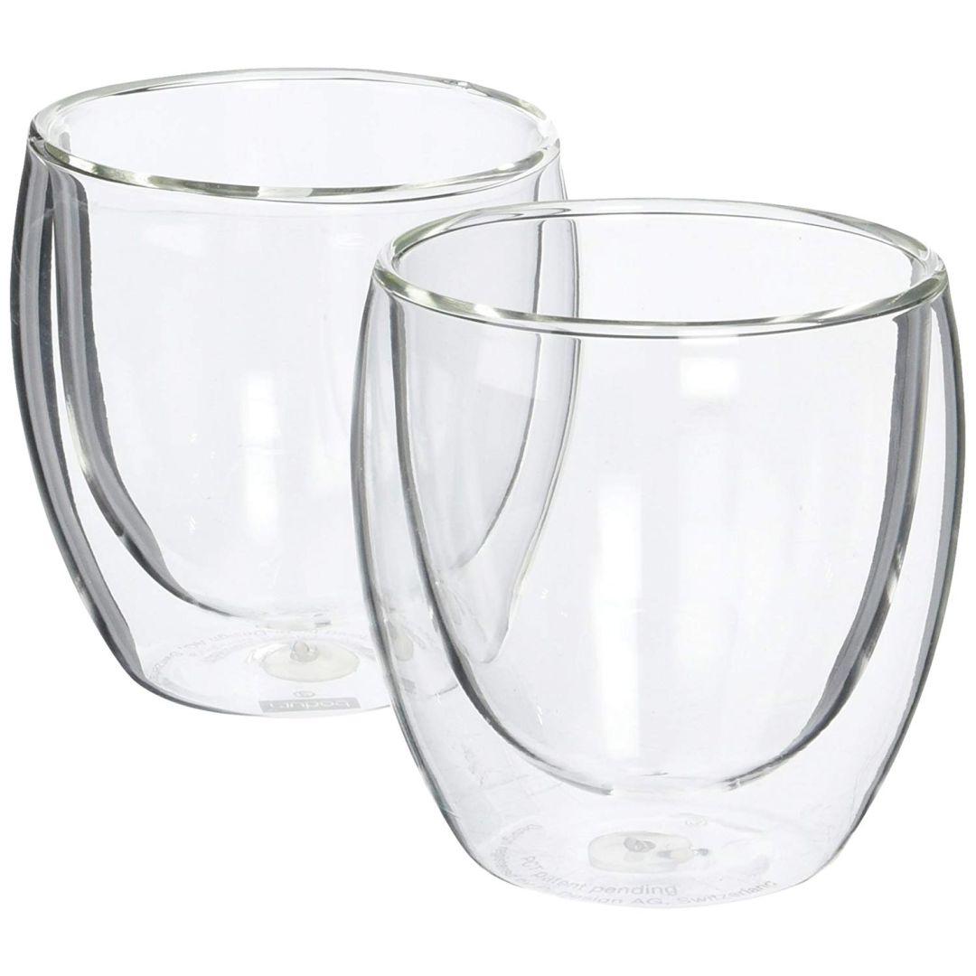 Set of Two 8.5 oz Double Wall Glass Cups - Pavina