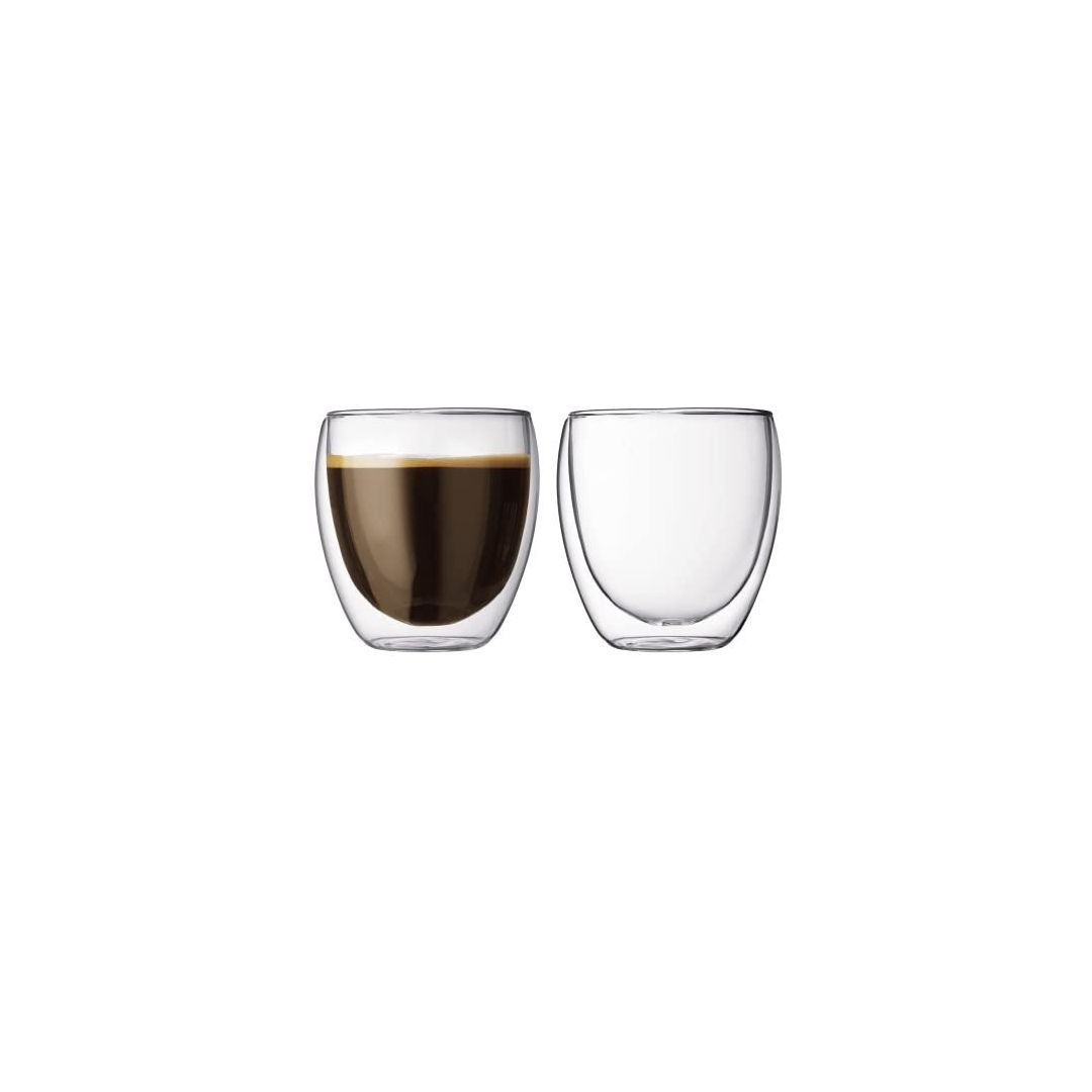 Set of Two 8.5 oz Double Wall Glass Cups - Pavina