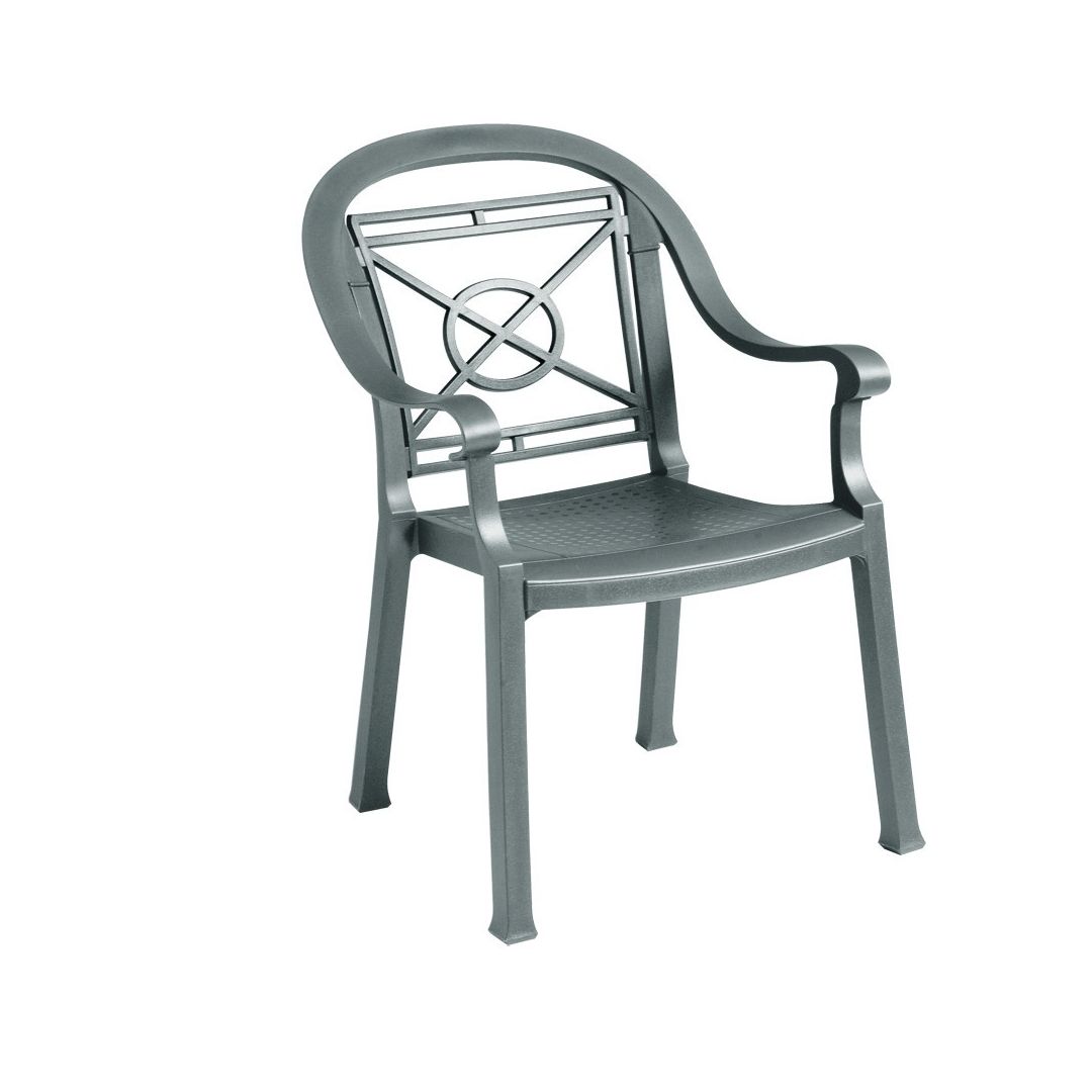 Chaise en résine avec appuis-bras Victoria - Charbon