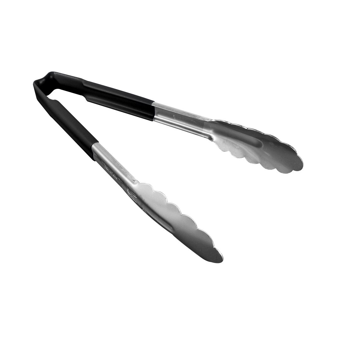 Pinces en acier inoxydable avec manche Kool-Touch 9,5" - Noir