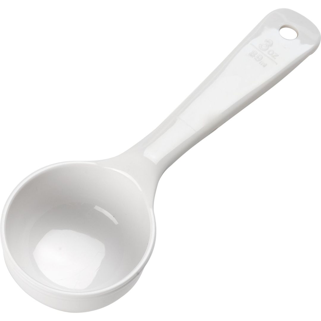 Tasse à mesurer solide 3 oz manche court - Blanc