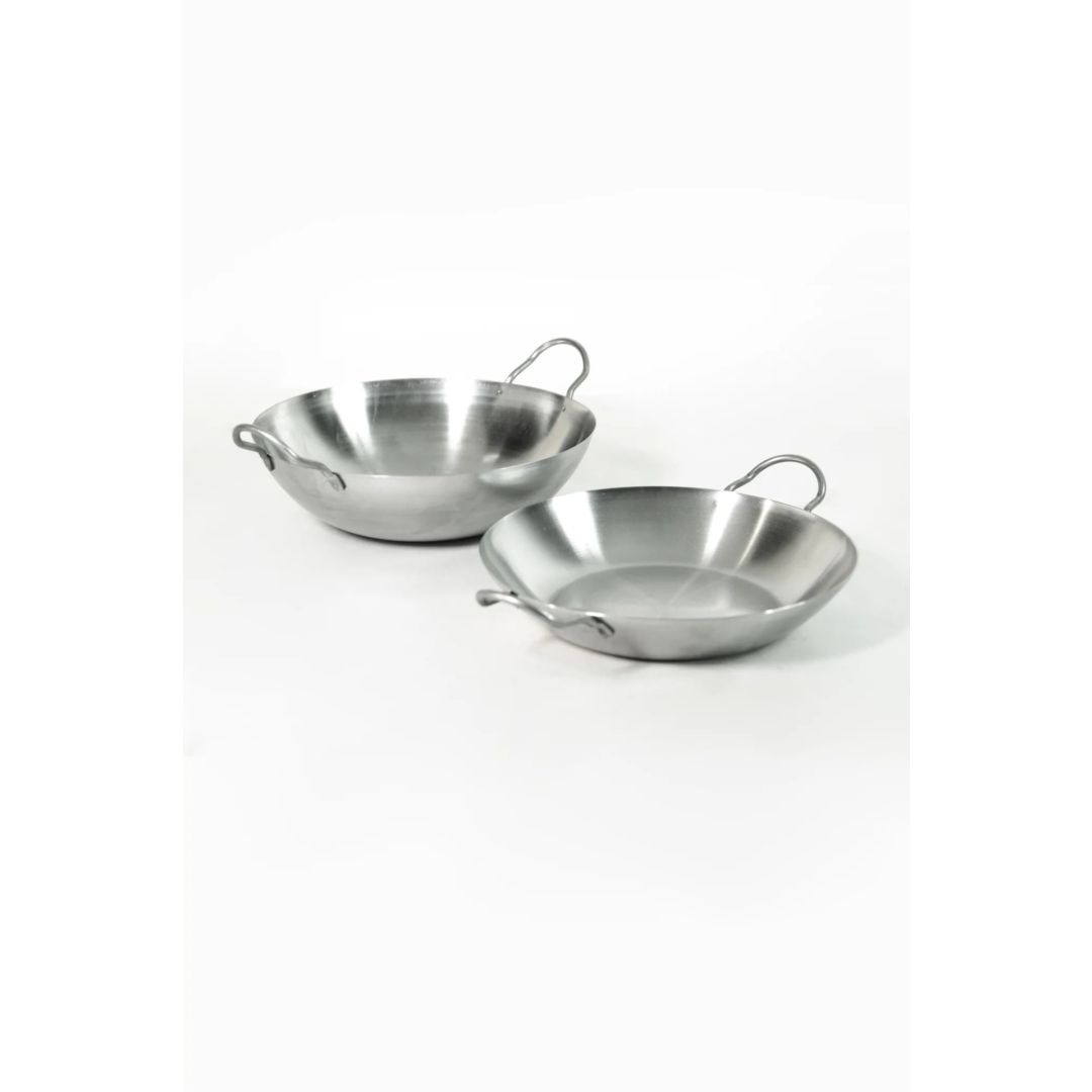 Wok 12" avec fond plat et deux anses