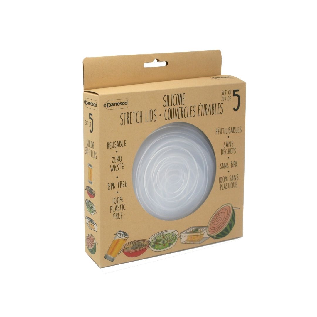 Ensemble de cinq couvercles réutilisables en silicone