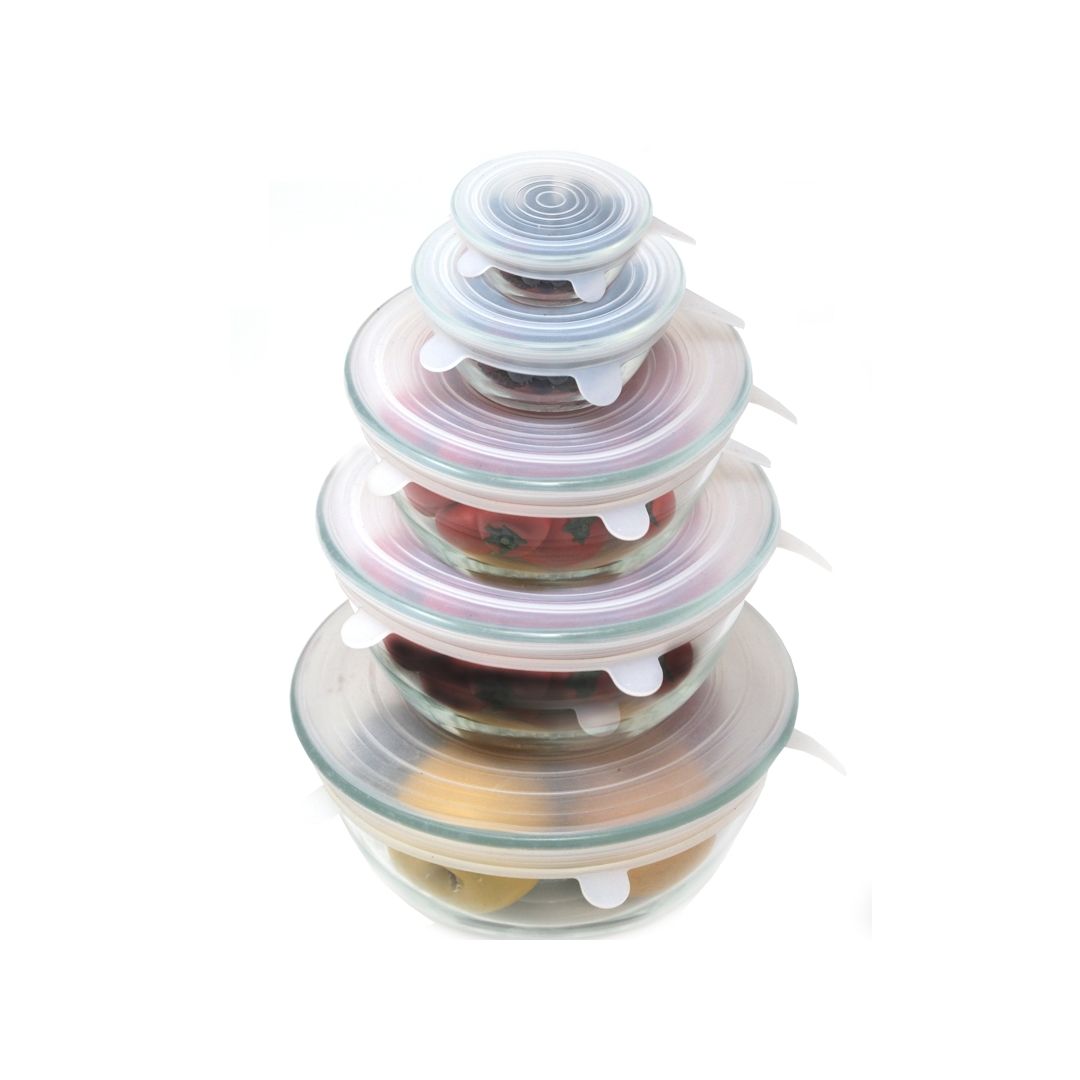Ensemble de cinq couvercles réutilisables en silicone