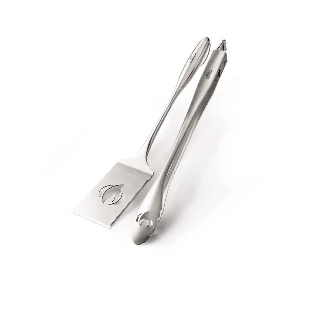 Ensemble spatule à tourner et pinces en acier inoxydable Pro