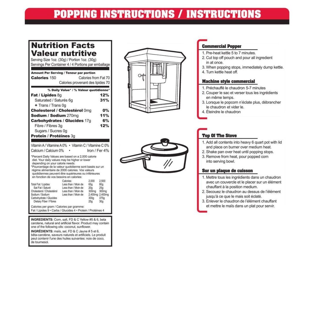Popcorn tout-en-un pour machine 4 oz