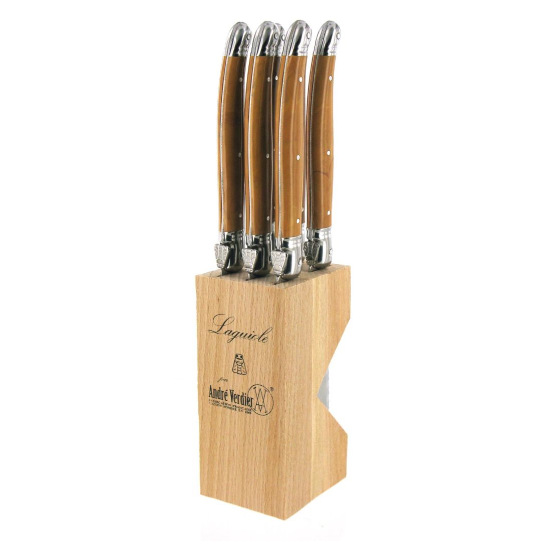 Ensemble de six couteaux à steak - Bois d’olivier