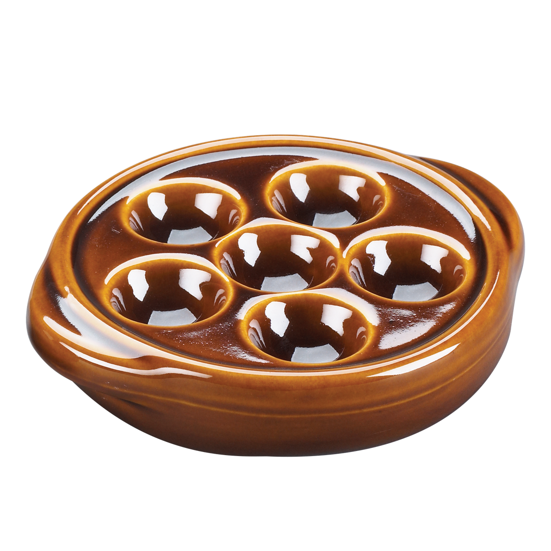 Assiette à escargot en grès - Brun