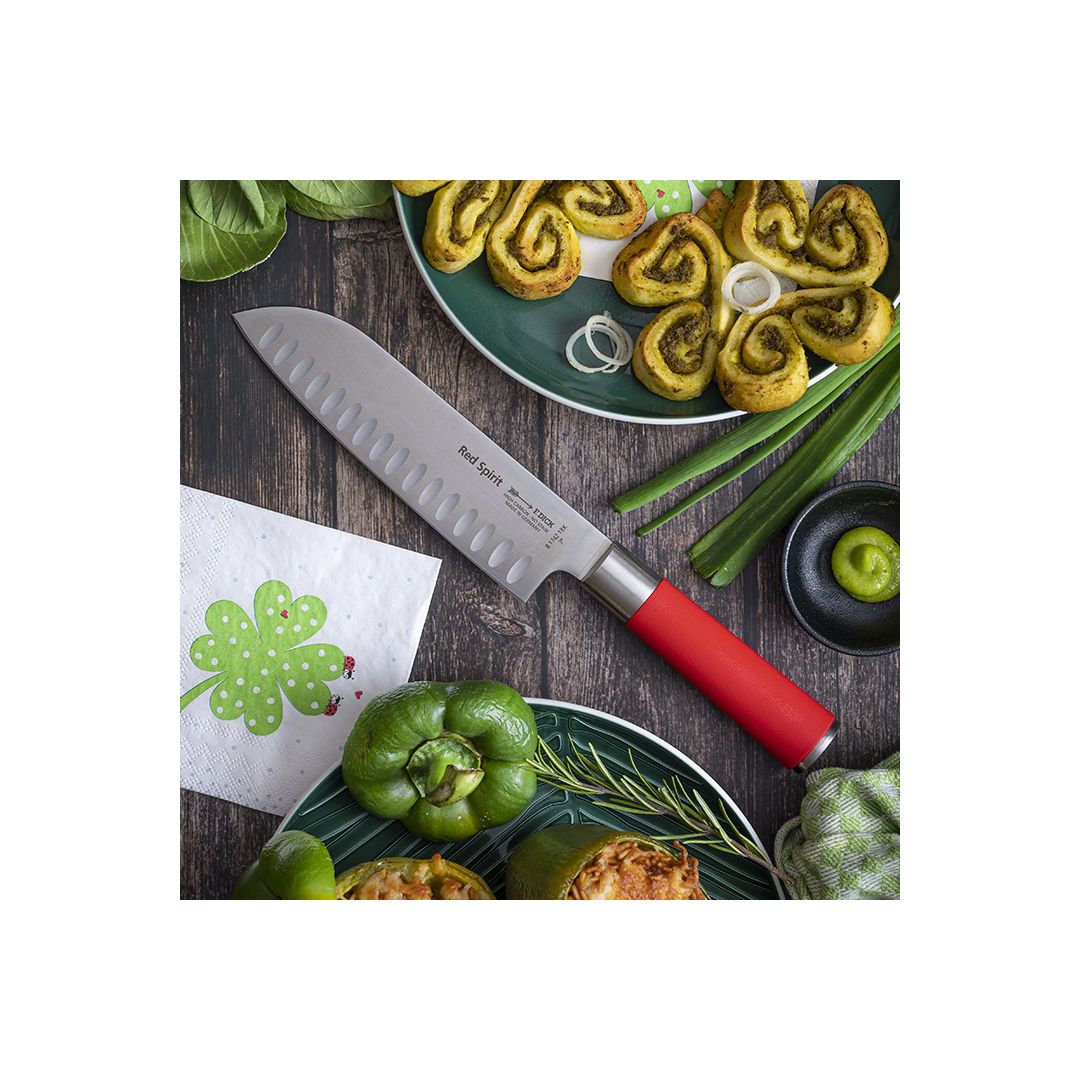 Couteau Santoku 7" - Kullenschliff Red Spirit