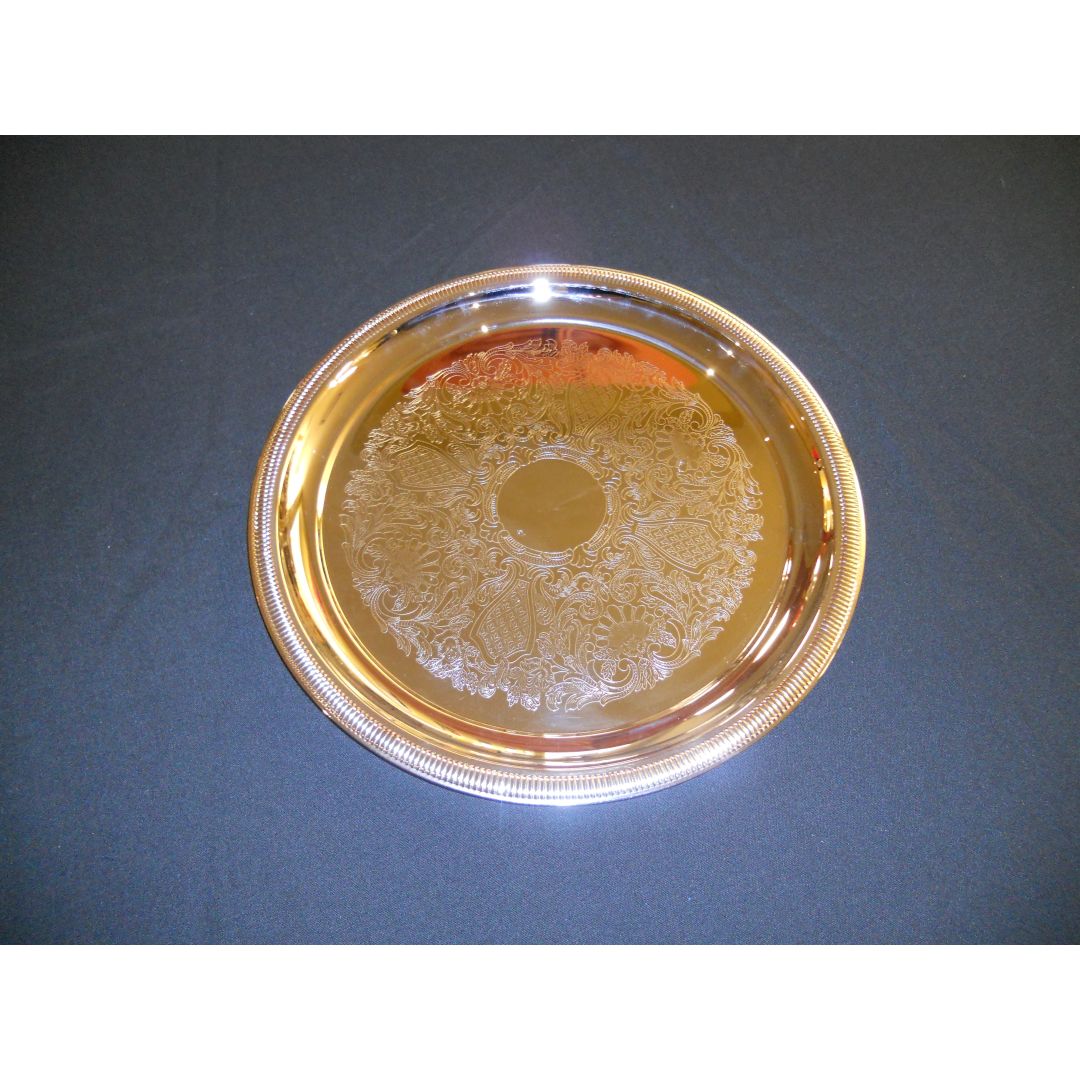 Plateau de service rond en acier inoxydable 12,4" - Elegant Reflections