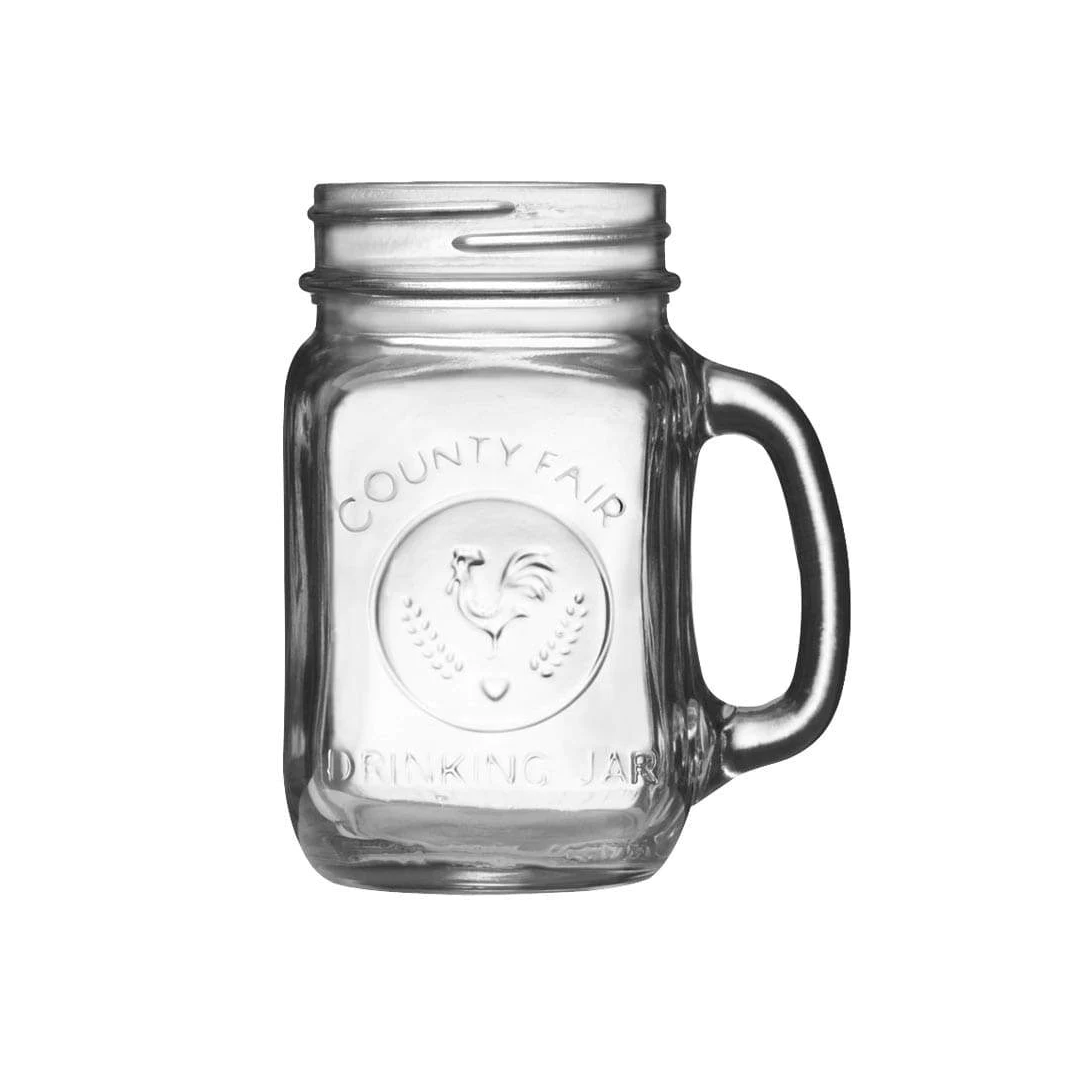 Verre de style pot Mason avec poignée 16,5 oz