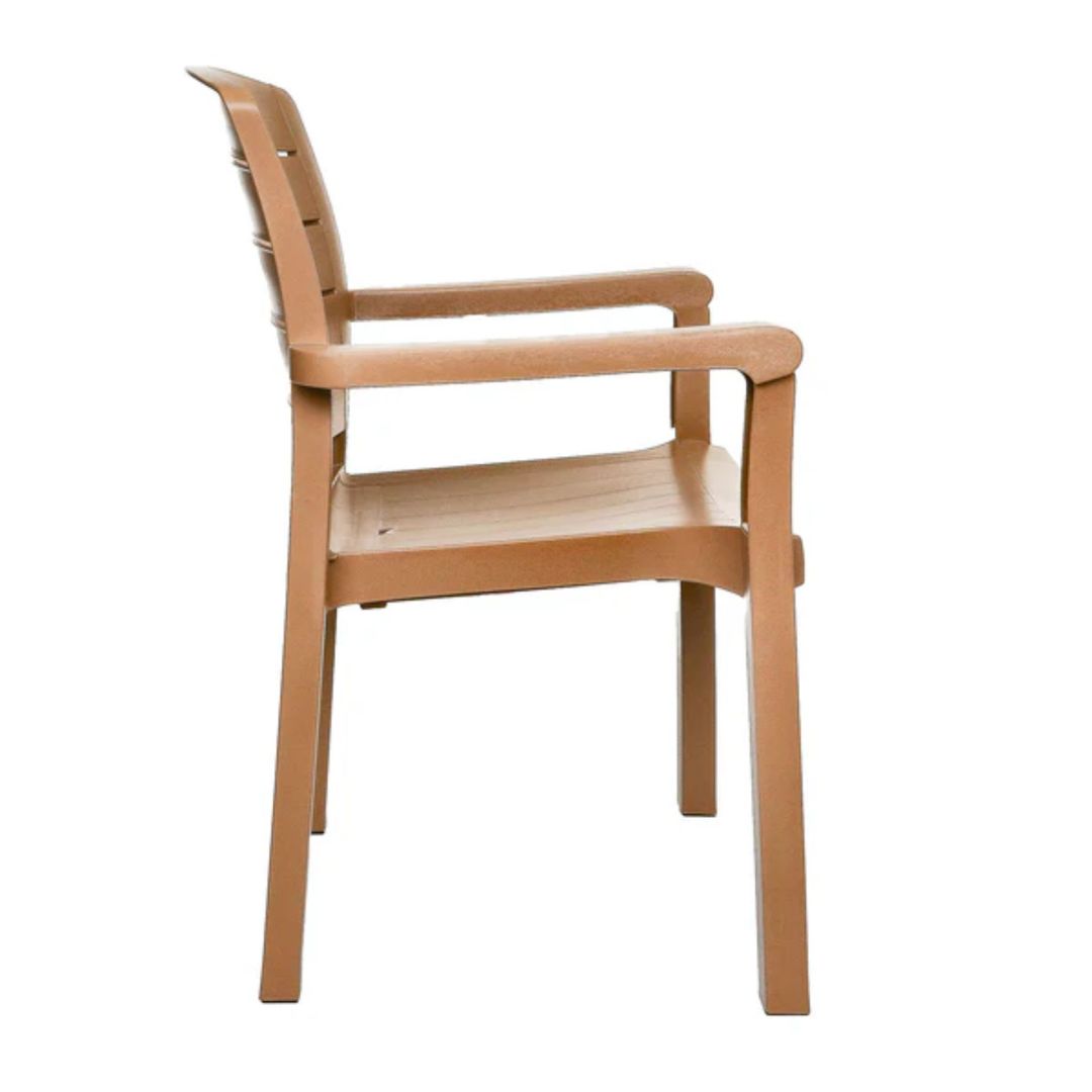 Chaise en résine avec appuis-bras Acadia - Teck