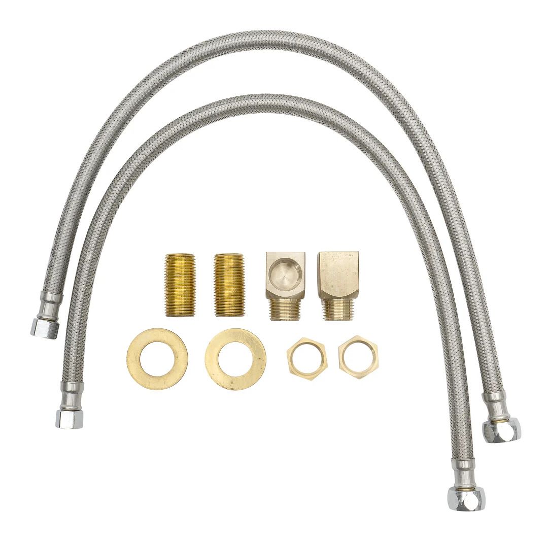 Ensemble d'installation, 2 mamelons d'approvisionnement 1/2", coudes et tuyaux flex