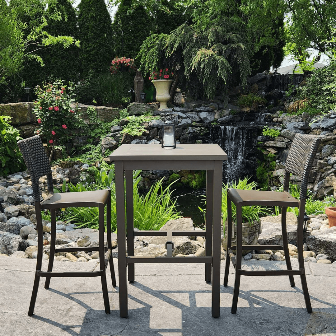 Table carrée en aluminium hauteur bar Sigma 28" - Bronze Fusion