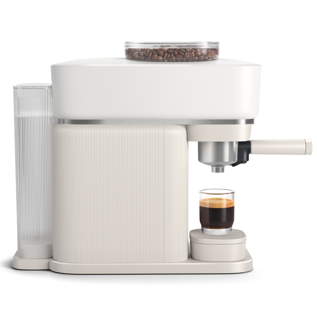 Baristina Semi-Automatic Espresso Machine w/ Milk Frother - White