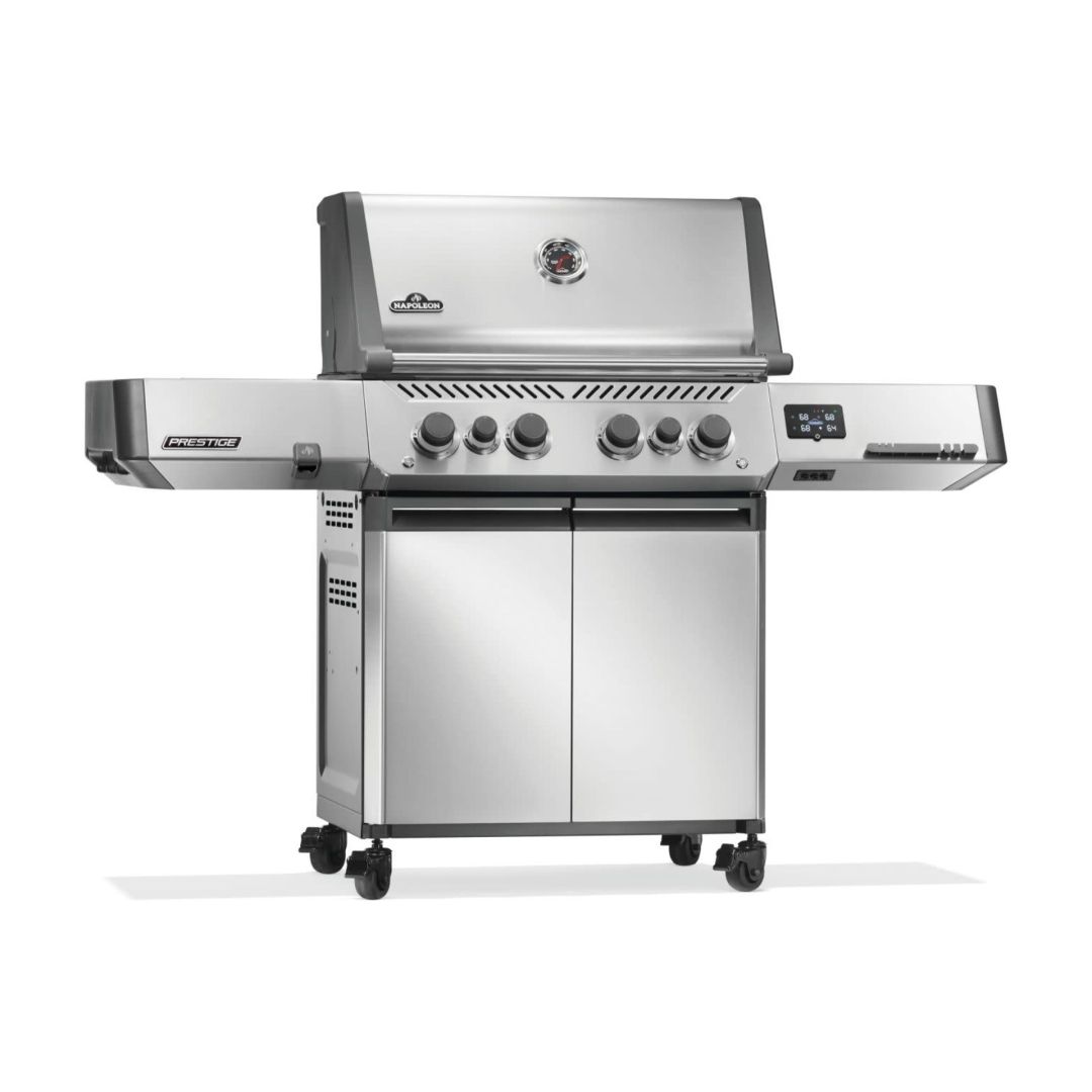 BBQ au gaz propane Prestige 500 connecté RSIB avec brûleurs latéral et arrière infrarouges - Inox