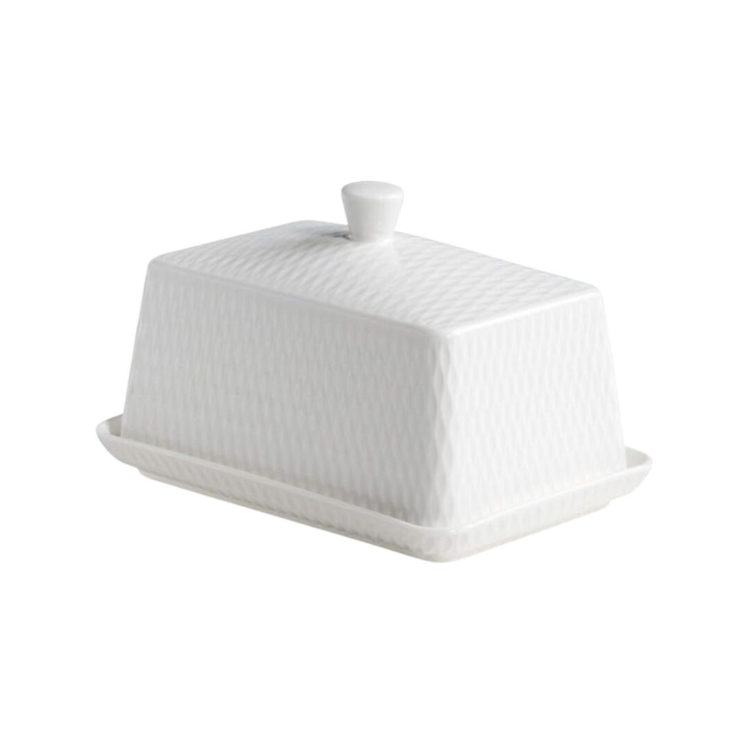 Porcelain Diamonds butter dish - White