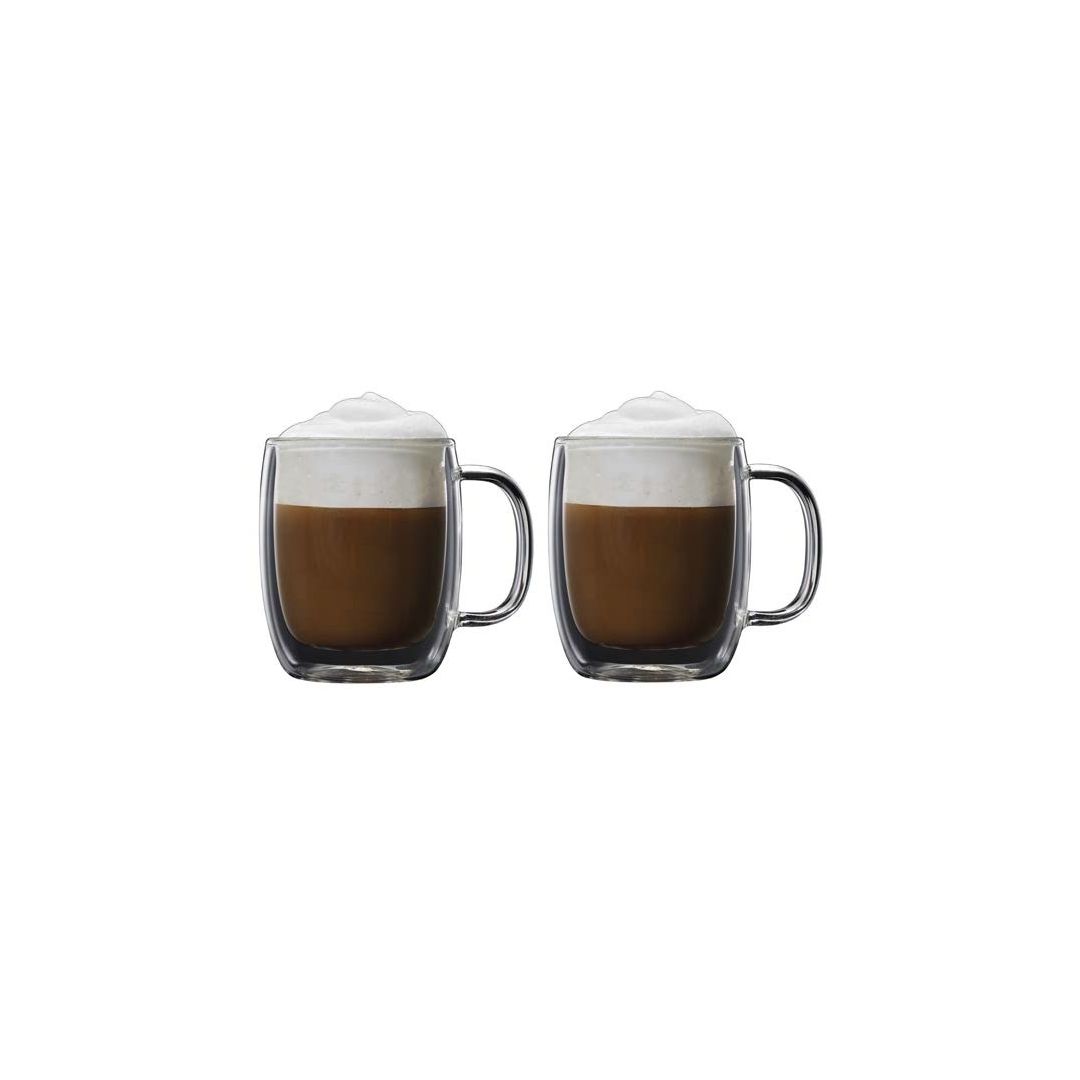 Set of Two 8.5 oz Double Wall Glass Mugs