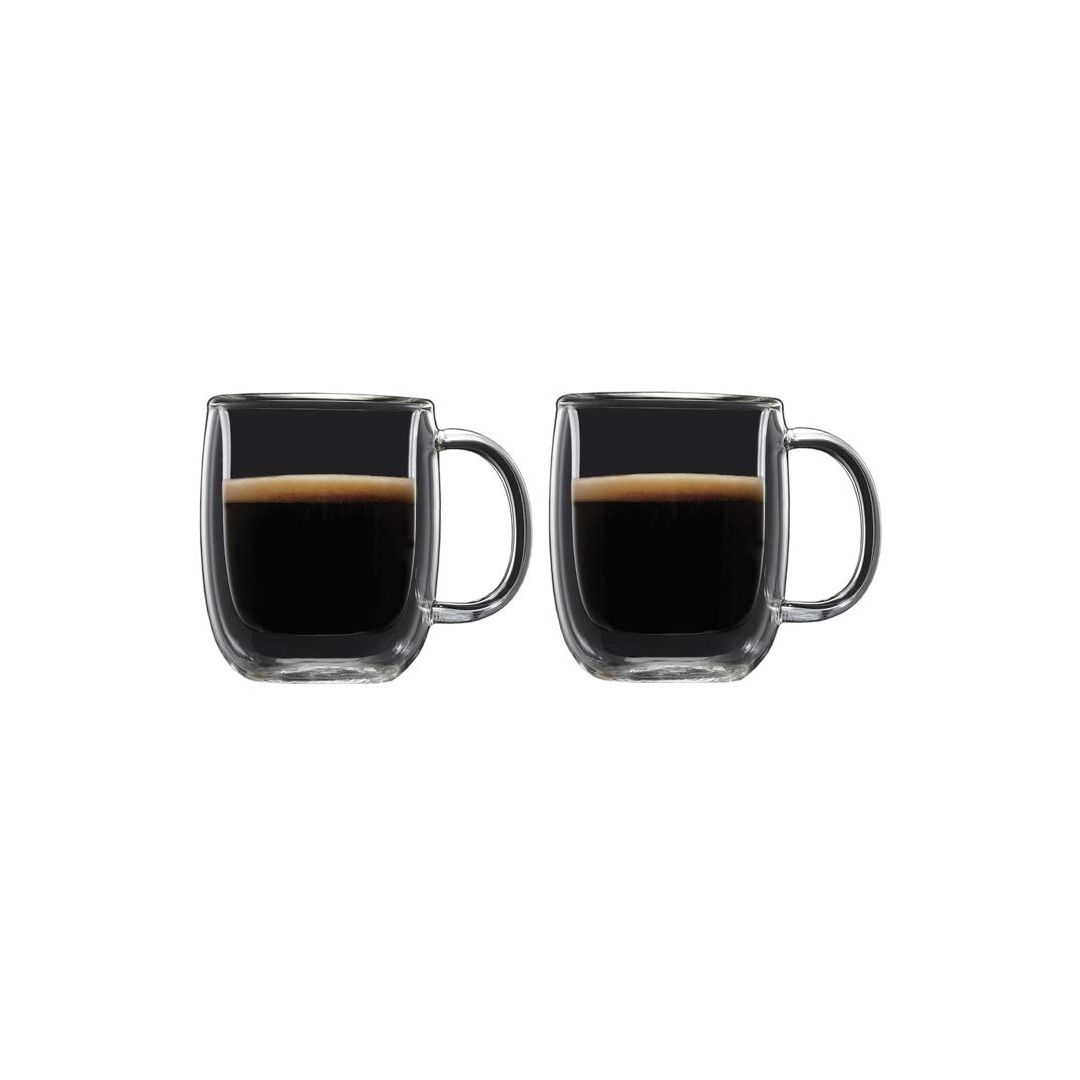 Ensemble de deux mugs en verre à double paroi 11,8 oz