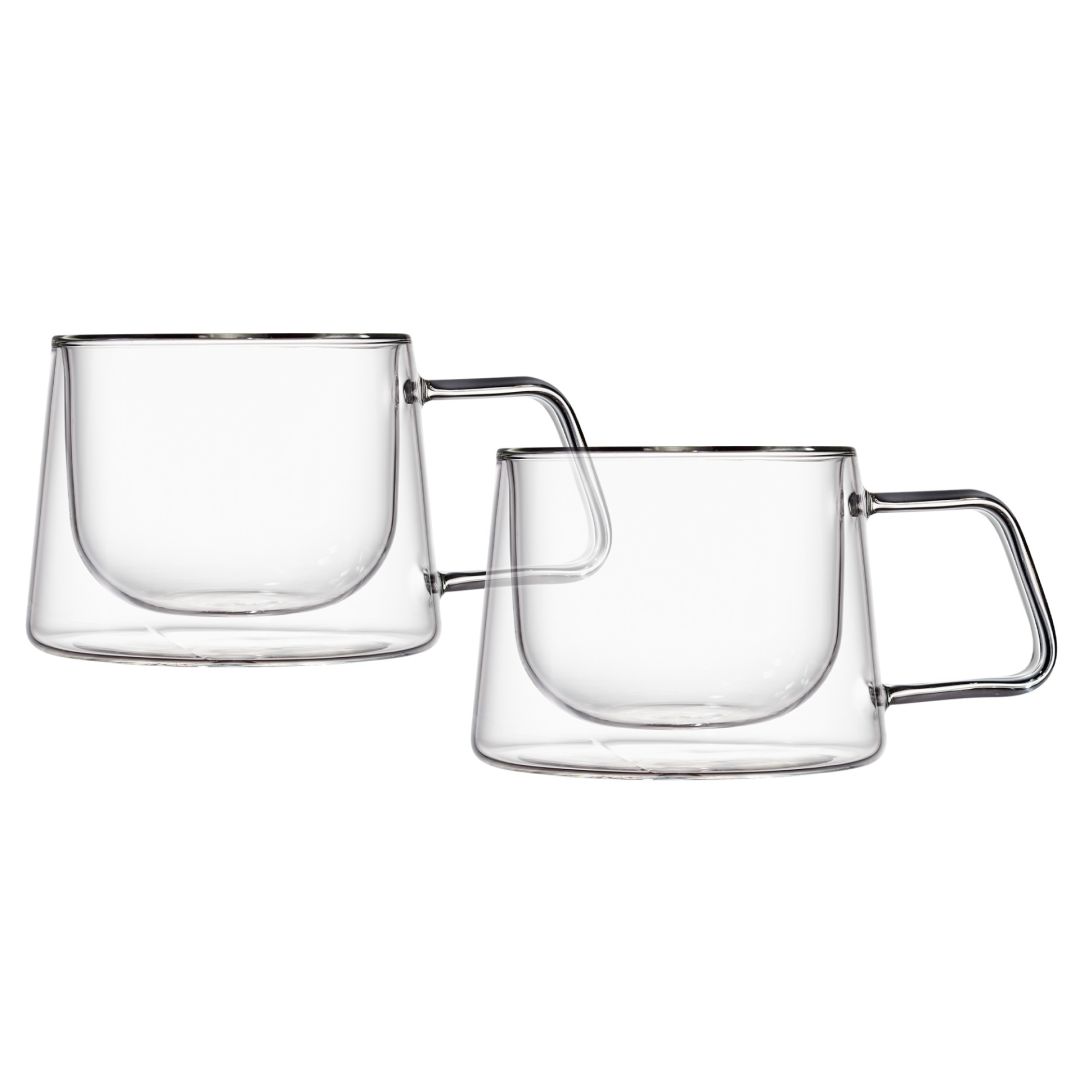 Set of Two 9 oz Double Wall Cappuccino Mugs - Barista Gem
