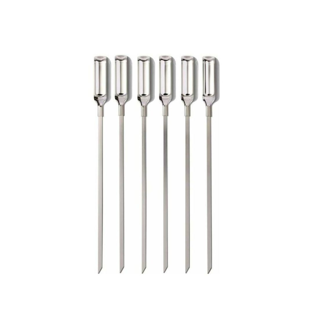 Ensemble de 6 brochettes à BBQ en acier inoxydable 