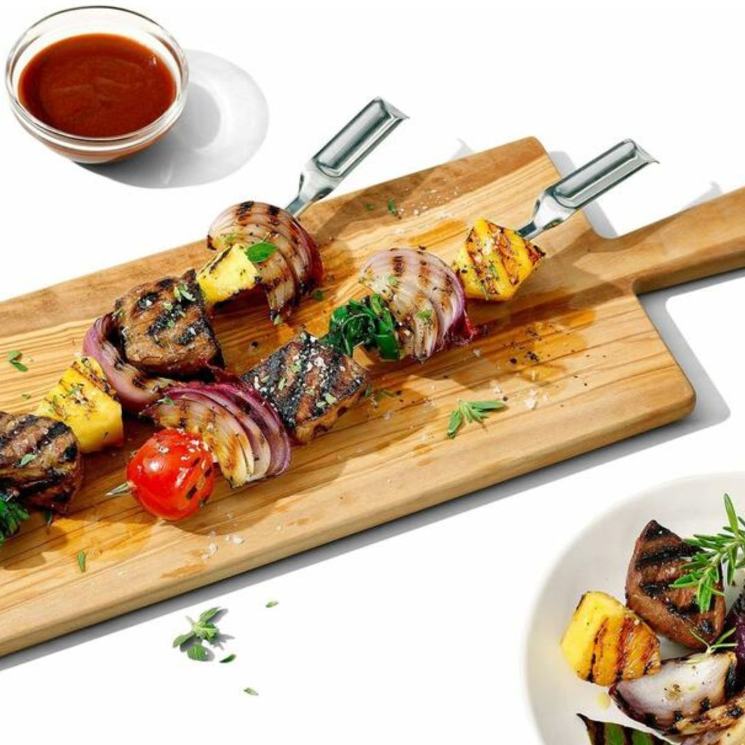 Ensemble de 6 brochettes à BBQ en acier inoxydable 