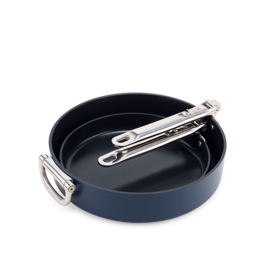 Ensemble 2 poêles Space antiadhésives avec feutre protecteur - Bleu