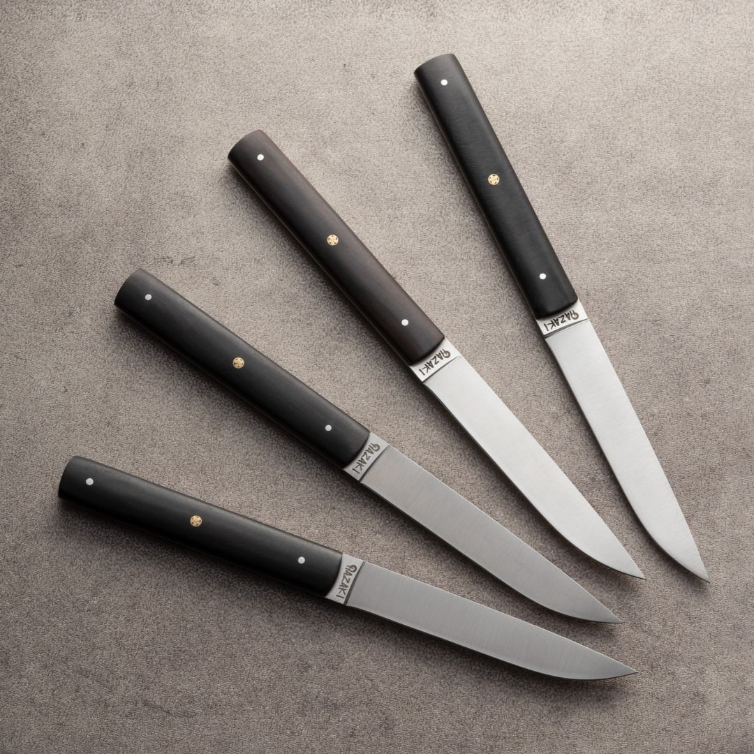 Ensemble 4 couteaux à steak non dentelés - Bois d'Ébène noir