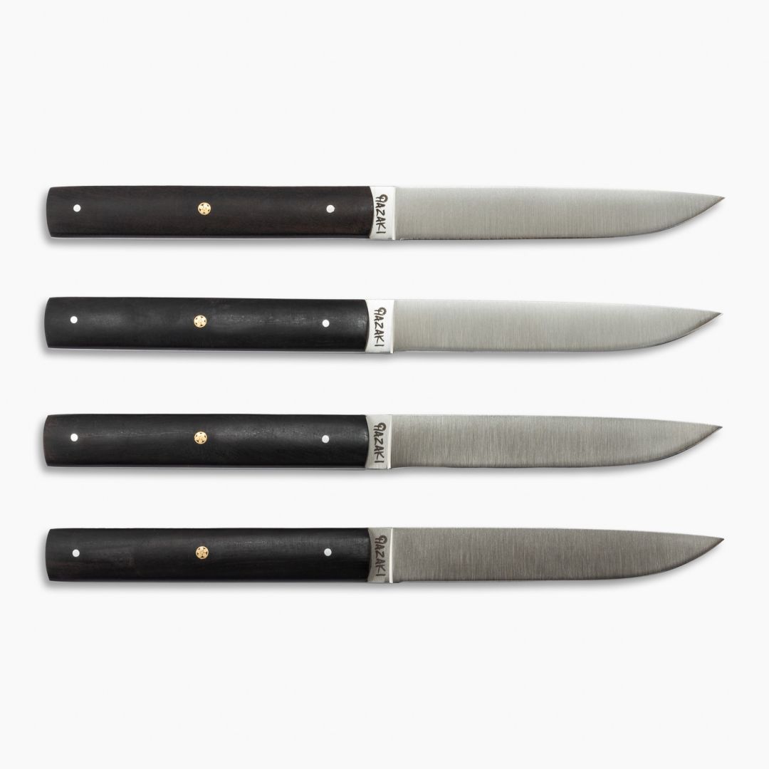 Ensemble 4 couteaux à steak non dentelés - Bois d'Ébène noir