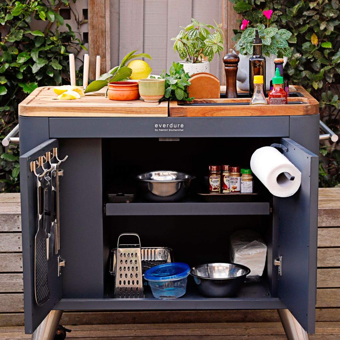 Ilot de cuisine mobile intérieur/extérieur – Noir 