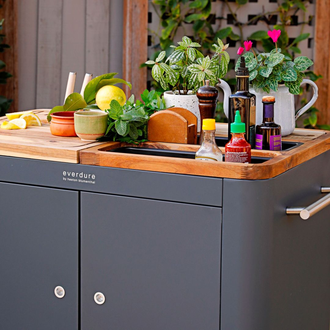 Ilot de cuisine mobile intérieur/extérieur – Noir 