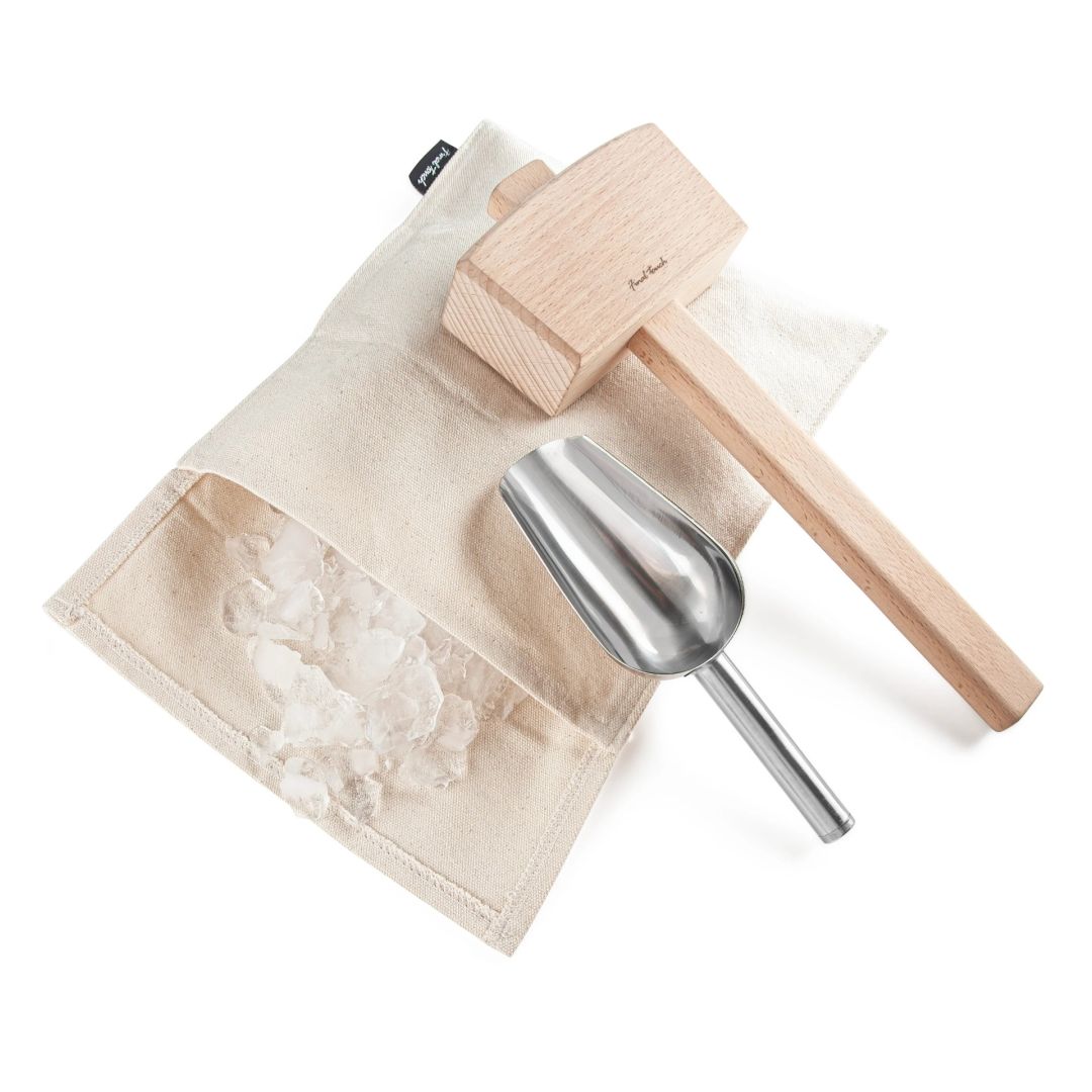 Set for Ice (wood mallet, bag and scoop)