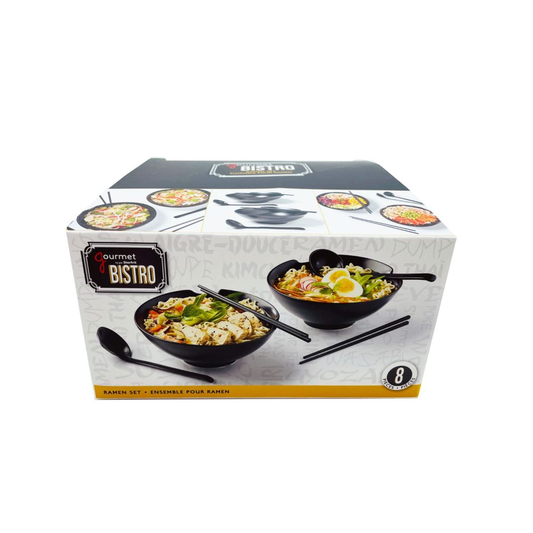 8-Piece soup and ramen set - Black 