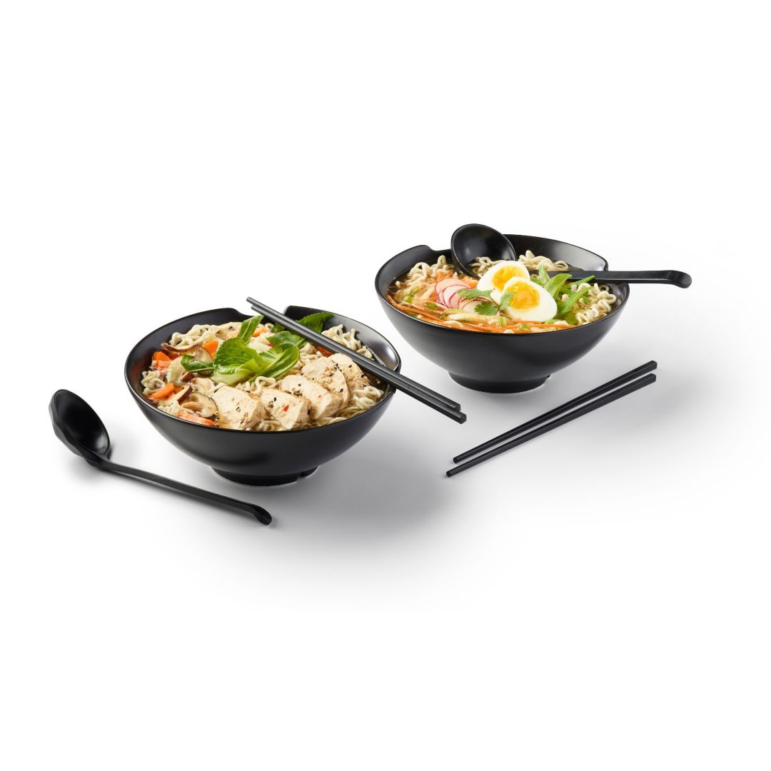 8-Piece soup and ramen set - Black 
