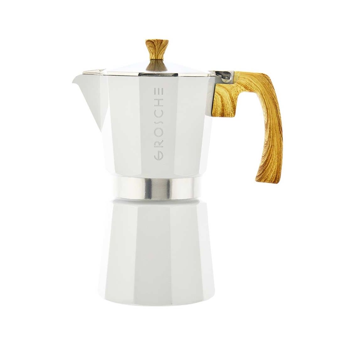 Milano 9-Cup Aluminum Italian Coffee Maker - White