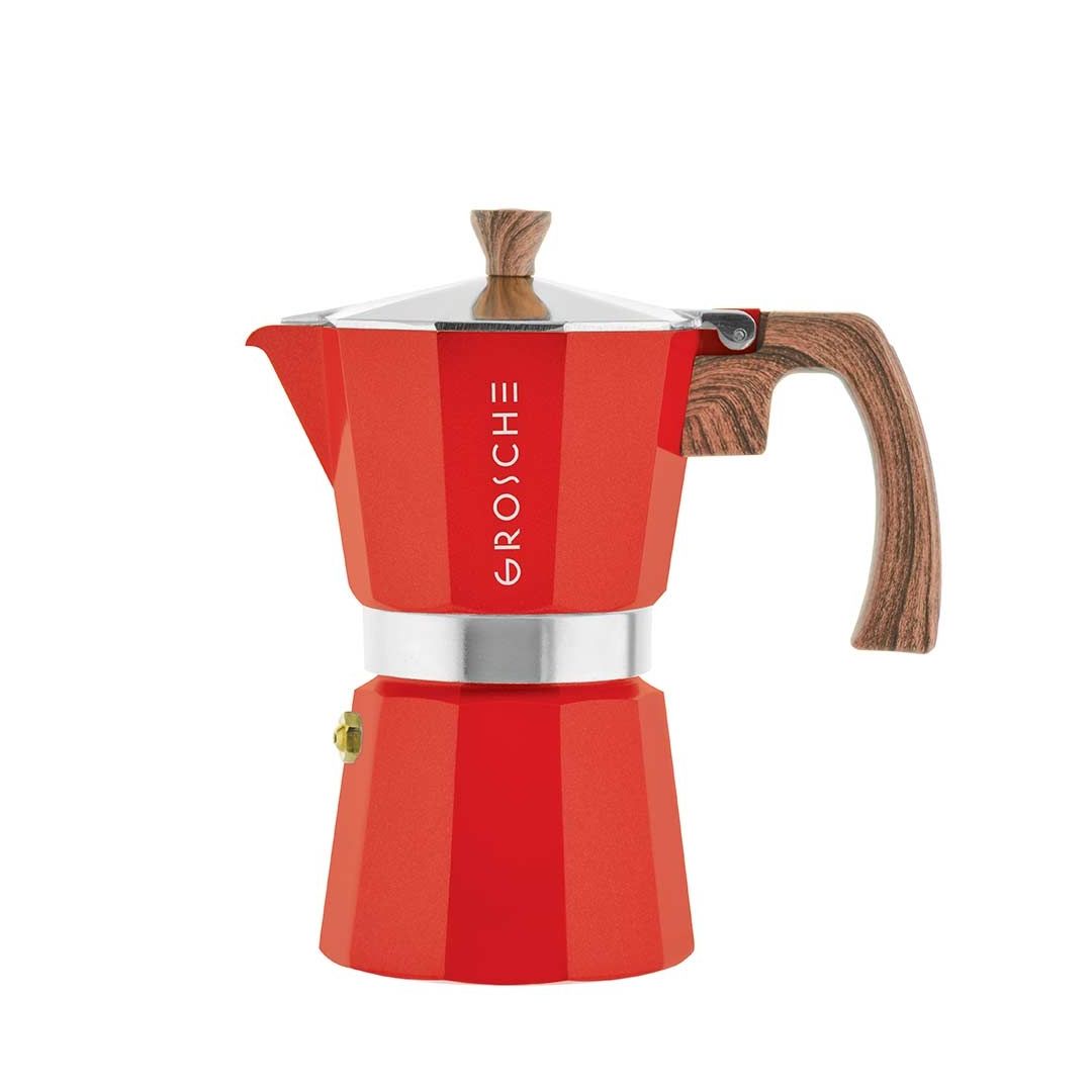 Milano 6-Cup Aluminum Italian Coffee Maker - Red