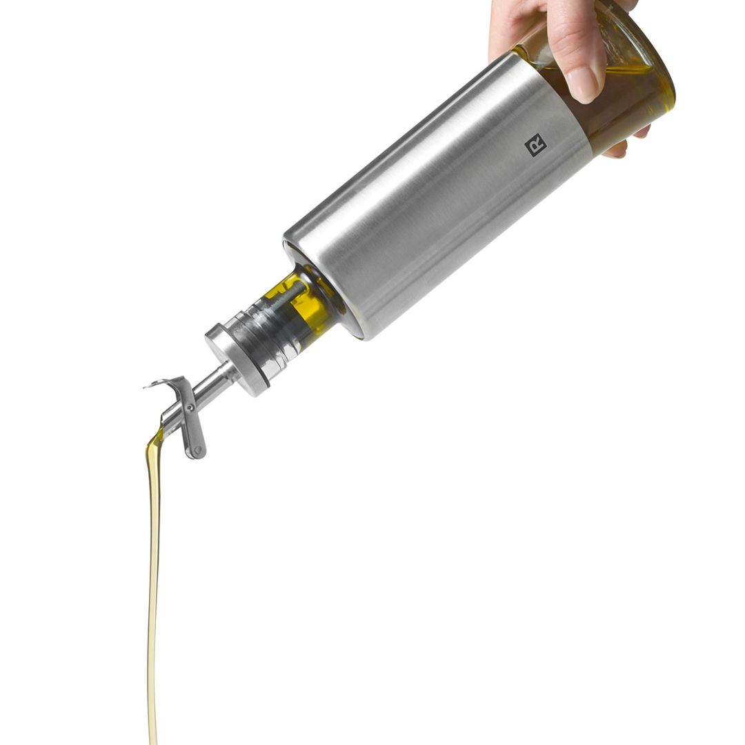 Ensemble de bouteilles huile et vinaigre avec base acacia