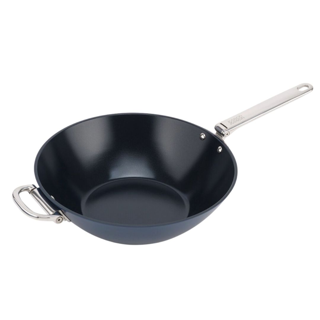 Wok antiadhésif Space avec manche pliable 12.5" - Bleu