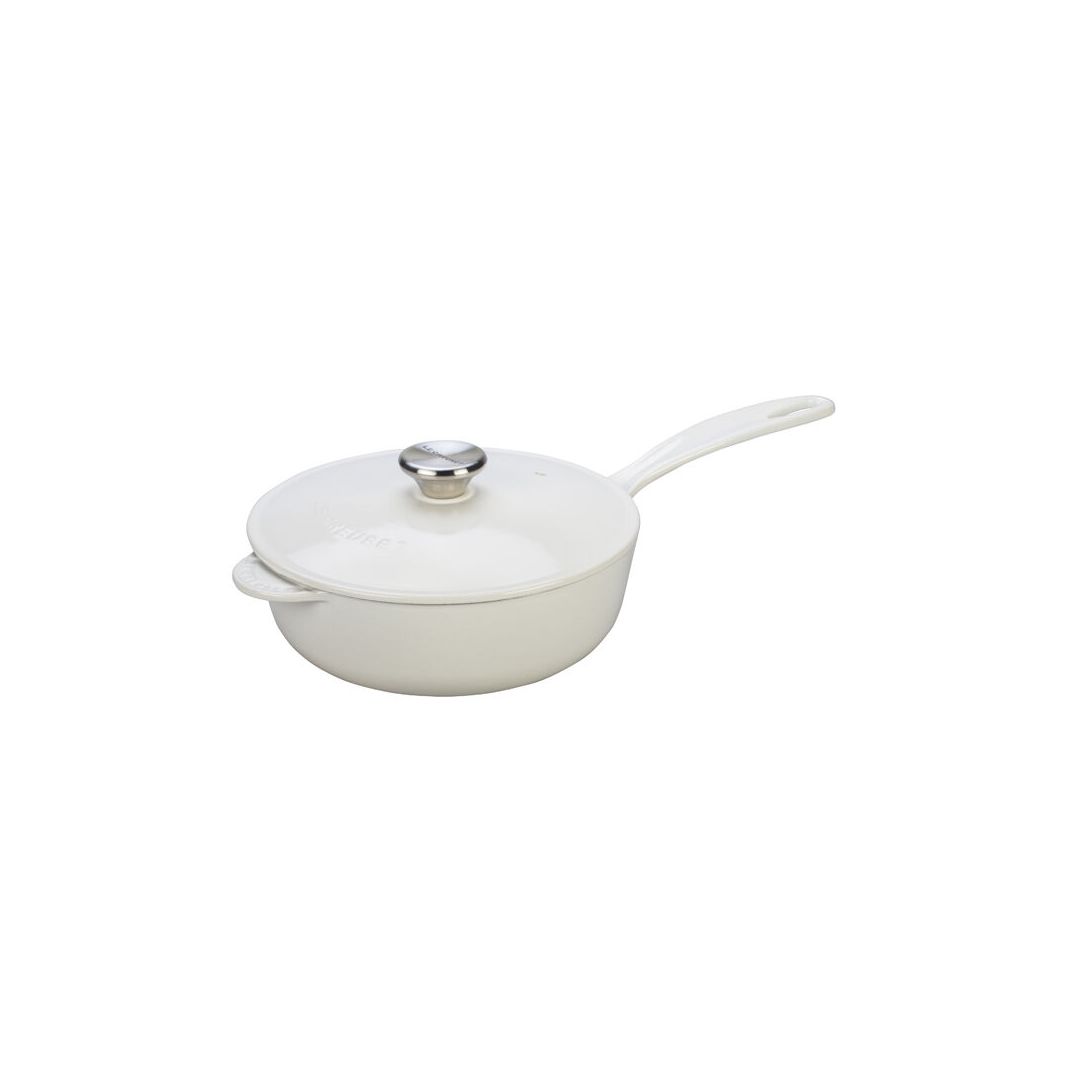 2 L Enamelled Cast Iron Saute Pan w/ Lid - White