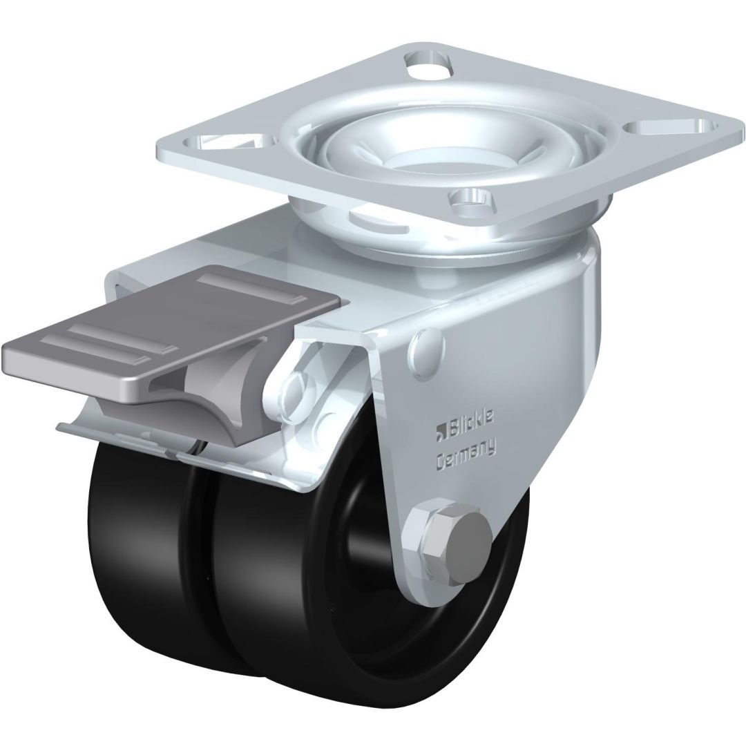 Roue pivotante double avec frein 2"