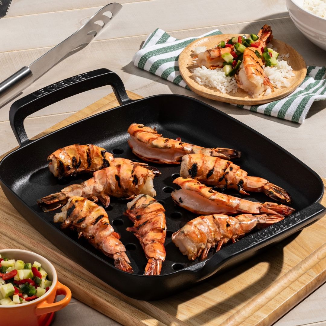 Panier à griller en fonte émaillée carré 30 cm - Alpine